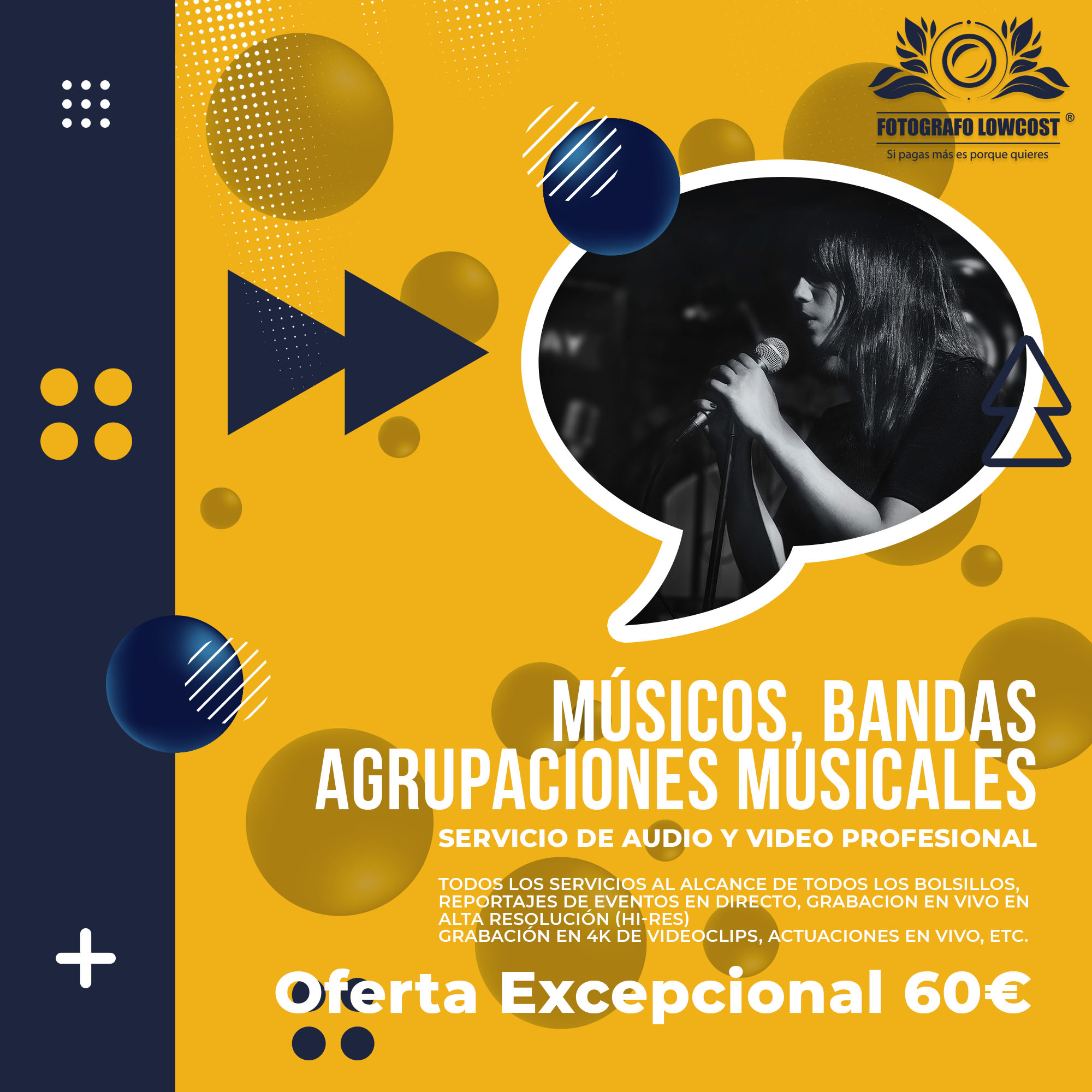 fotografo en fotografía, audio HD y servicios de Video en 4K para Músicos y artistas Quintana de la Serena 
